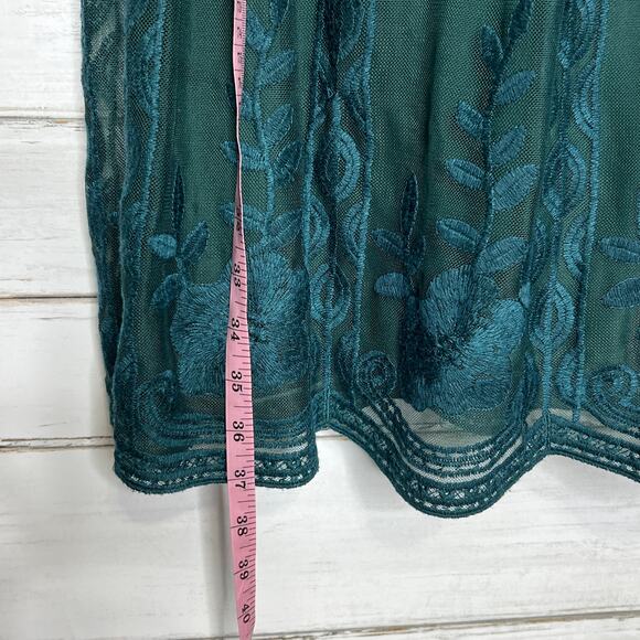 Haute Monde Forest Green Embroidered Dress Size Medium - Picture 7 of 11